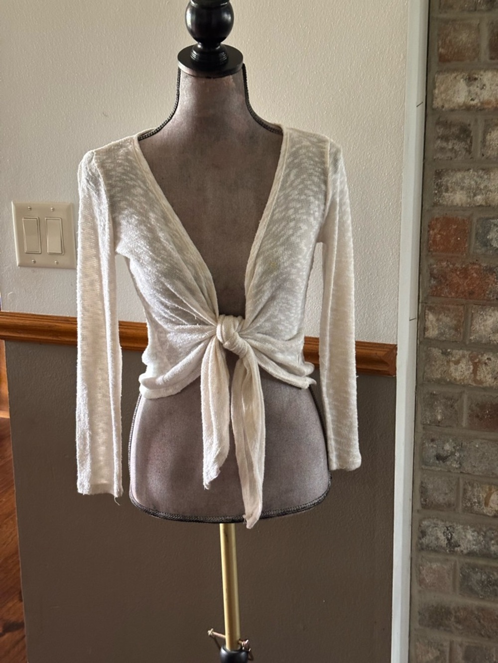 Arizona Jean Company Cream Crochet Openwork Top